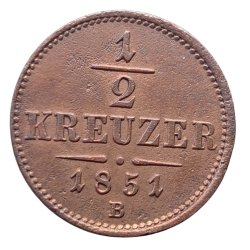 1/2 Krejcar 1851 B