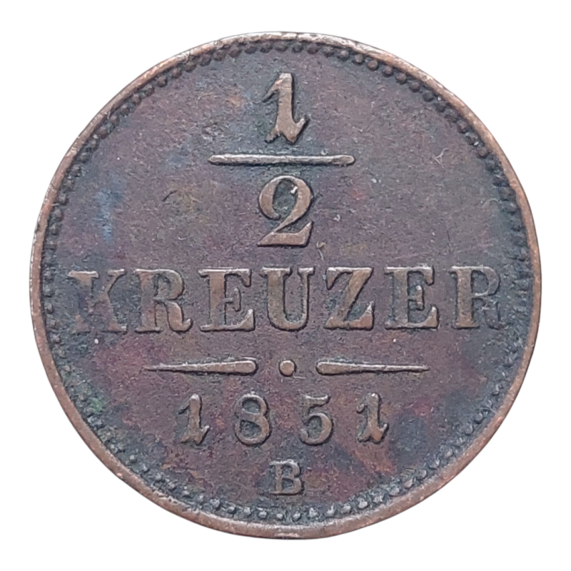 1/2 Krejcar 1851 B